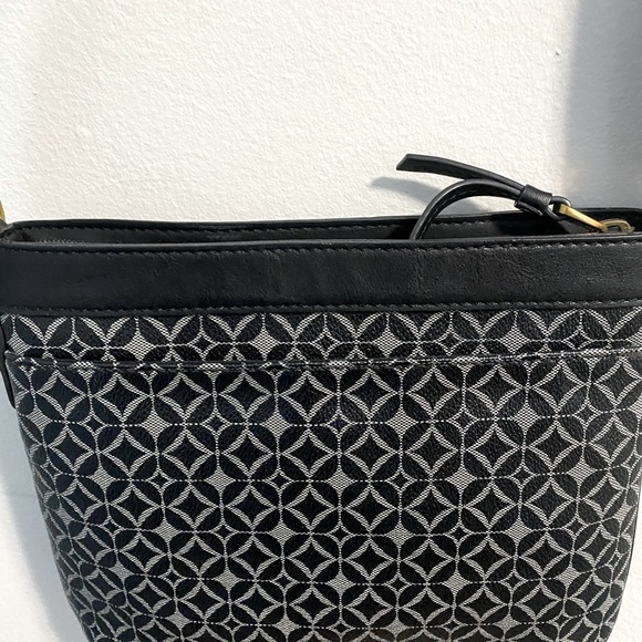 Fossil Coated Canvas Black/Gray Print Crossbody - Picture 4 of 6